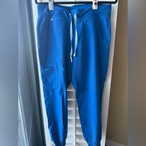 Figs royal blue medium petite Zamora joggers high waisted